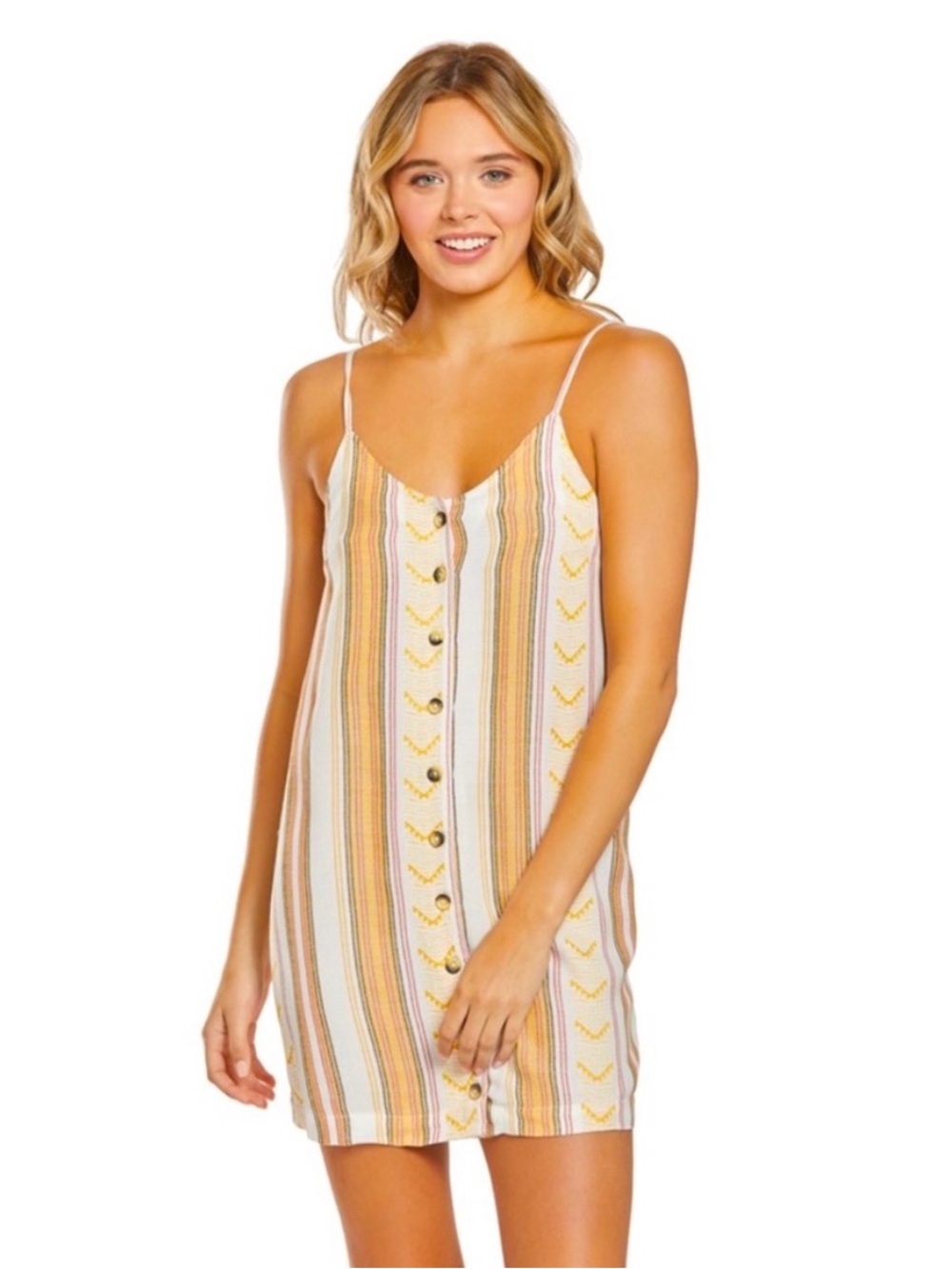 Rip Curl Women’s Small Striped Button Front Mini Dress Boho Southwestern